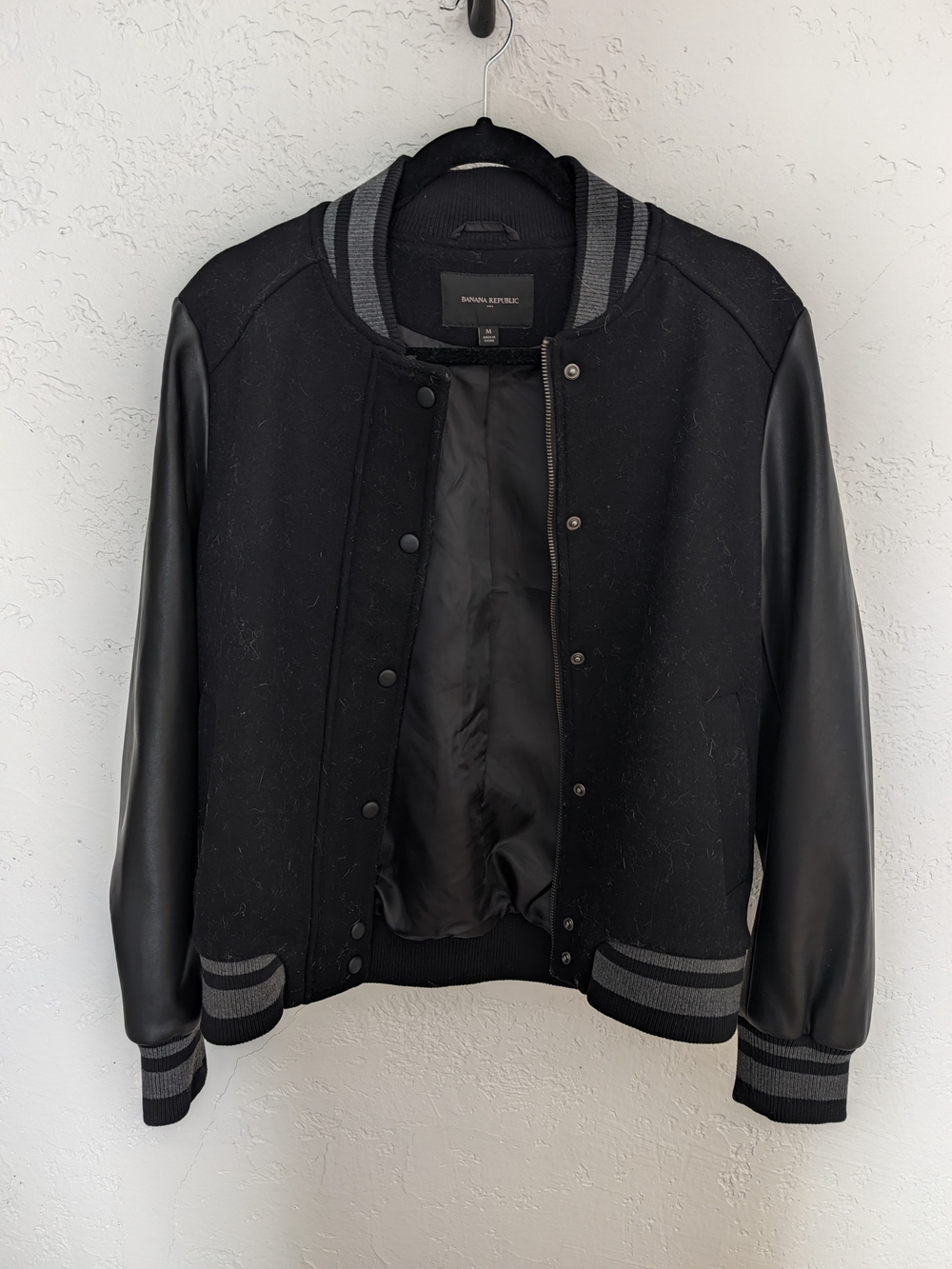 Banana Republic Black & Gray Varsity Bomber Jacket